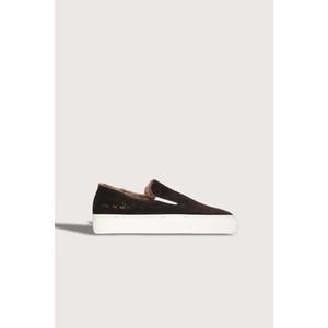 NEW COMMON PROJECTS women's slip on suede with shearling in coffee